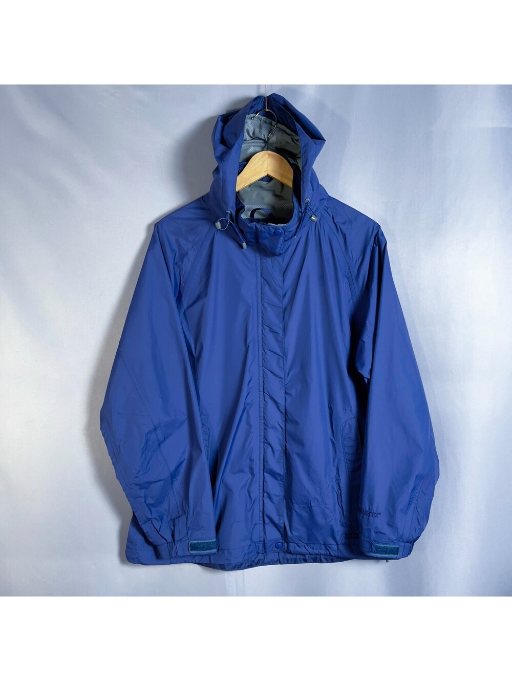 VTG LL Bean Stowaway Jacket Mens Medium Blue Full Zip Rain GORE TEX Packable